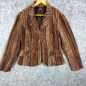 Vintage Luna Chix Corduroy Blazer Jacket Women Medium Brown Boho Earthy Hippie
